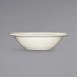 International Tableware SY-10 Sydney 8 Oz. Ivory (American White) Scalloped Edge Stoneware Grapefruit Bowl With Black Rim - 36/Case
