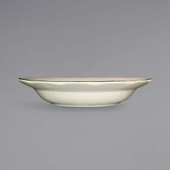 International Tableware SY-115 Sydney 26 Oz. Ivory (American White) Scalloped Edge Stoneware Pasta Bowl With Black Rim - 12/Case