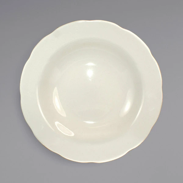 International Tableware VI-3 Victoria 12 Oz. Ivory (American White) Scalloped Edge Stoneware Deep Rim Soup Bowl - 24/Case 2 International Tableware VI-3 Victoria 12 Oz. Ivory (American White) Scalloped Edge Stoneware Deep Rim Soup Bowl - 24/Case - Image 2