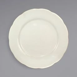 International Tableware VI-6 Victoria 6 3/8" Ivory (American White) Scalloped Edge Stoneware Plate - 36/Case