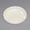 International Tableware VI-13 Victoria 11 1/2" X 8 5/8" Ivory (American White) Scalloped Edge Stoneware Platter - 12/Case
