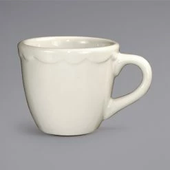 International Tableware VI-35 Victoria 3 Oz. Ivory (American White) Scalloped Edge Stoneware Espresso Cup - 36/Case