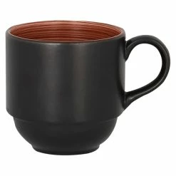 RAK Porcelain TRCLSC20BW Trinidad 6.75 Oz. Walnut And Black Stackable Porcelain Cup - 12/Case