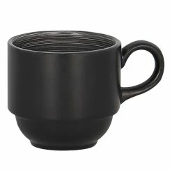 RAK Porcelain TRCLSC20BG Trinidad 6.75 Oz. Grey And Black Stackable Porcelain Cup - 12/Case