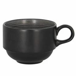 RAK Porcelain TRCLSC23BG Trinidad 7.8 Oz. Grey And Black Stackable Porcelain Cup - 12/Case