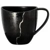 RAK Porcelain KZSWCU30S1 Kintzoo 10.15 Oz. Black Porcelain Cup With Silver Detail - 12/Case