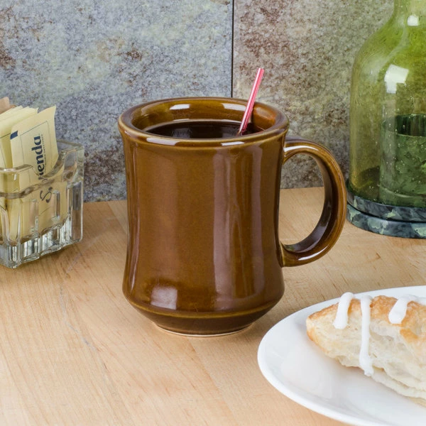Tuxton BAM-0806 Caramel 9 Oz. China Princess Mug - 24/Case 1 Tuxton BAM-0806 Caramel 9 Oz. China Princess Mug - 24/Case