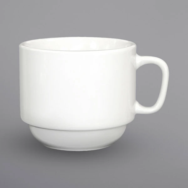 International Tableware DO-23 Dover 7 Oz. European White Porcelain Stackable Cup - 36/Case 1 International Tableware DO-23 Dover 7 Oz. European White Porcelain Stackable Cup - 36/Case