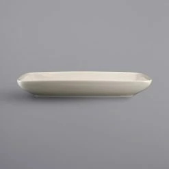 International Tableware RET-9-AW Roma 9 1/4" X 4 1/4" X 1 3/8" Rectangular Ivory (American White) Stoneware Relish Dish - 36/Case