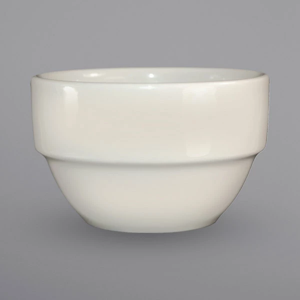 International Tableware STB-8-AW Roma 8.5 Oz. Round Ivory (American White) Stoneware Stackable Bowl - 36/Case 1 International Tableware STB-8-AW Roma 8.5 Oz. Round Ivory (American White) Stoneware Stackable Bowl - 36/Case