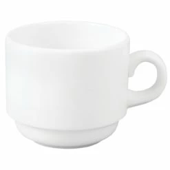 Chef & Sommelier FM541 Eternity Plus 8 Oz. Warm White Rolled Edge Stackable China Teacup By Arc Cardinal - 36/Case