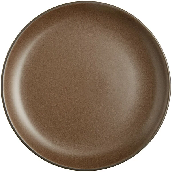 Acopa Embers 10 3/4" Hickory Brown Matte Coupe Stoneware Plate - 12/Case 2 Acopa Embers 10 3/4" Hickory Brown Matte Coupe Stoneware Plate - 12/Case - Image 2