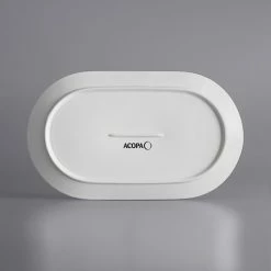 Acopa Liana 14" X 8 1/4" Bright White Embossed Lines Wide Rim Porcelain Platter - 12/Case 6 Acopa Liana 14" X 8 1/4" Bright White Embossed Lines Wide Rim Porcelain Platter - 12/Case -Rak Porcelain shop 2062781