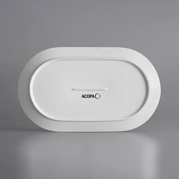 Acopa Liana 14" X 8 1/4" Bright White Embossed Lines Wide Rim Porcelain Platter - 12/Case 3 Acopa Liana 14" X 8 1/4" Bright White Embossed Lines Wide Rim Porcelain Platter - 12/Case - Image 3