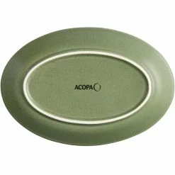 Acopa Embers 9 1/2" X 6 1/2" Moss Green Matte Coupe Stoneware Platter - 12/Case -Rak Porcelain shop 2068156