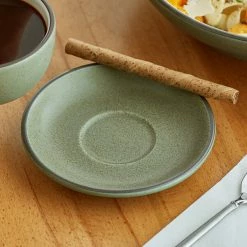 Acopa Embers 5 1/2" Moss Green Matte Stoneware Saucer - 24/Case