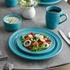 Acopa Capri Caribbean Turquoise Stoneware Dinnerware Set With Service For 12