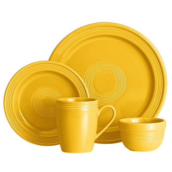Acopa Capri Mango Orange Stoneware Dinnerware Set With Service For 12 - 48/Pack 2 Acopa Capri Mango Orange Stoneware Dinnerware Set With Service For 12 - 48/Pack - Image 2