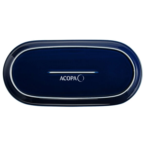 Acopa Keystone 14" X 6 3/4" Azora Blue Stoneware Oblong Coupe Platter - 6/Case 3 Acopa Keystone 14" X 6 3/4" Azora Blue Stoneware Oblong Coupe Platter - 6/Case - Image 3