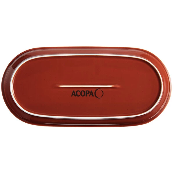 Acopa Keystone 12 1/2" X 6" Sedona Orange Stoneware Oblong Coupe Platter - 12/Case 3 Acopa Keystone 12 1/2" X 6" Sedona Orange Stoneware Oblong Coupe Platter - 12/Case - Image 3