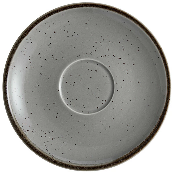 Acopa Keystone 6 1/2" Granite Gray Stoneware Saucer - 36/Case 2 Acopa Keystone 6 1/2" Granite Gray Stoneware Saucer - 36/Case - Image 2