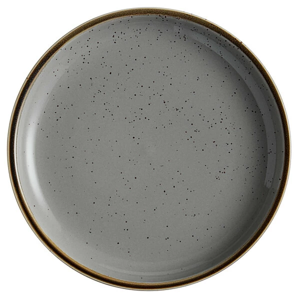Acopa Keystone 8 1/2" Granite Gray Stoneware Coupe Plate - 4/Pack 2 Acopa Keystone 8 1/2" Granite Gray Stoneware Coupe Plate - 4/Pack - Image 2