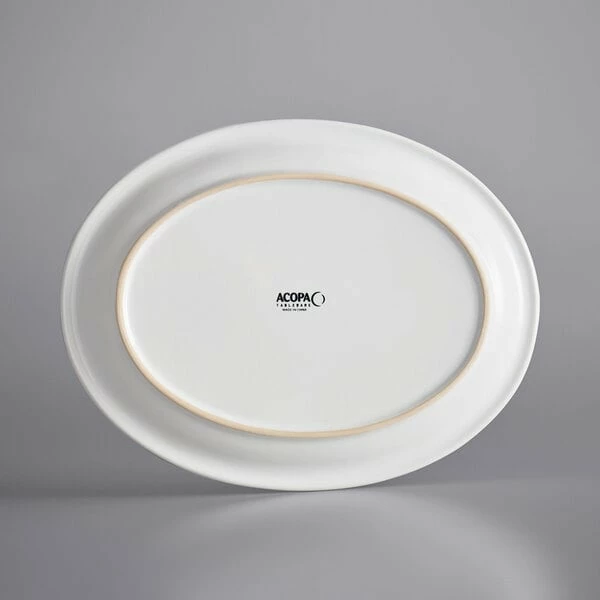Acopa 9 1/2" X 7 1/4" Bright White Narrow Rim Oval Stoneware Platter - 24/Case 3 Acopa 9 1/2" X 7 1/4" Bright White Narrow Rim Oval Stoneware Platter - 24/Case - Image 3