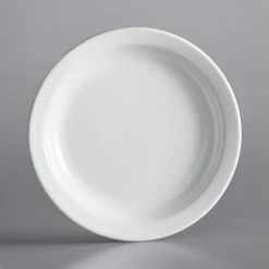 Alternative view of Acopa 9" Bright White Narrow Rim Stoneware Plate - 24/Case