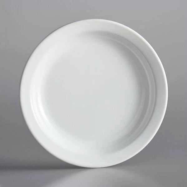 Acopa 9" Bright White Narrow Rim Stoneware Plate - 24/Case 2 Acopa 9" Bright White Narrow Rim Stoneware Plate - 24/Case - Image 2