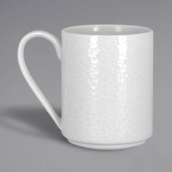RAK Porcelain CHPASSM36 Charm 12.15 Oz. Bright White Embossed Stackable Porcelain Mug - 12/Case