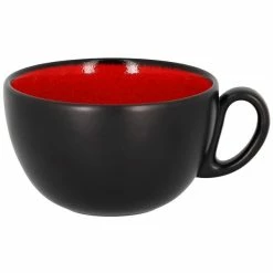 RAK Porcelain FR116C37RD Fire 12.5 Oz. Red Porcelain Breakfast Cup - 12/Case