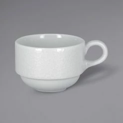 RAK Porcelain CHPCLSC23 Charm 7.8 Oz. Bright White Embossed Stackable Porcelain Cup - 12/Case