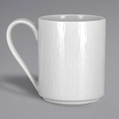 RAK Porcelain SOPASSM36 Soul 12.15 Oz. Bright White Embossed Stackable Porcelain Mug - 12/Case