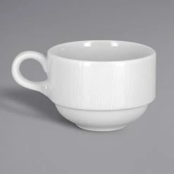 RAK Porcelain SOPCLSC23 Soul 7.8 Oz. Bright White Embossed Stackable Porcelain Cup - 12/Case