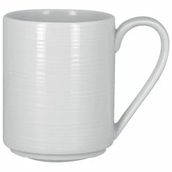 RAK Porcelain HMPASSM36 Helm 12.15 Oz. Bright White Embossed Stackable Porcelain Mug - 12/Case