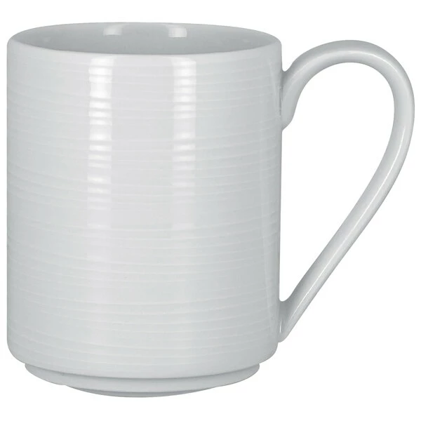 RAK Porcelain HMPASSM36 Helm 12.15 Oz. Bright White Embossed Stackable Porcelain Mug - 12/Case 1 RAK Porcelain HMPASSM36 Helm 12.15 Oz. Bright White Embossed Stackable Porcelain Mug - 12/Case