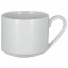 RAK Porcelain HMPASSM45 Helm 15.2 Oz. Bright White Embossed Stackable Porcelain Breakfast Cup - 12/Case