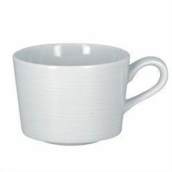 RAK Porcelain HMPASCU23 Helm 7.8 Oz. Bright White Embossed Porcelain Tea Cup - 12/Case