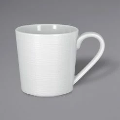 RAK Porcelain HMPASMG30 Helm 10.15 Oz. Bright White Embossed Porcelain Mug - 12/Case