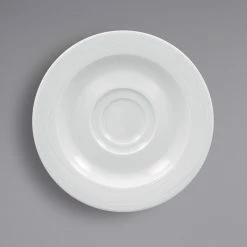 RAK Porcelain HMPASSA15 Helm 5 15/16" Bright White Embossed Round Porcelain Saucer - 12/Case