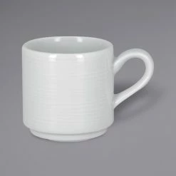 RAK Porcelain HMPASSC09 Helm 3.05 Oz. Bright White Embossed Porcelain Stackable Espresso Cup - 12/Case