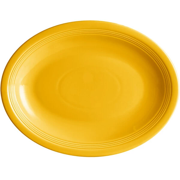 Sample - Acopa Capri 13 3/4" X 10 1/2" Mango Orange Oval Stoneware Coupe Platter 2 Sample - Acopa Capri 13 3/4" X 10 1/2" Mango Orange Oval Stoneware Coupe Platter - Image 2