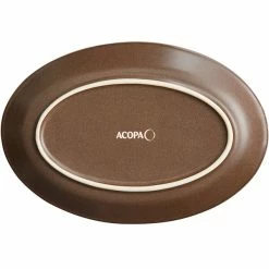Sample - Acopa Embers 9 1/2" X 6 1/2" Hickory Brown Matte Coupe Stoneware Platter -Rak Porcelain shop 2095362