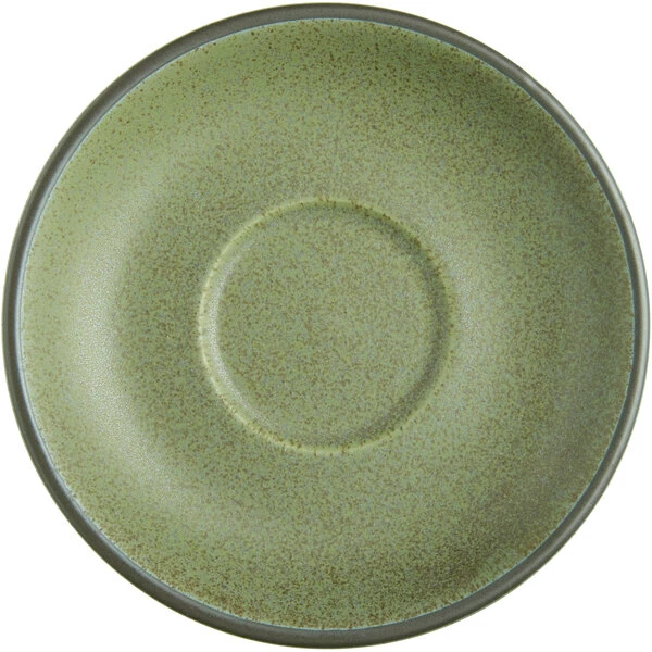Sample - Acopa Embers 5 1/2" Moss Green Matte Stoneware Saucer 2 Sample - Acopa Embers 5 1/2" Moss Green Matte Stoneware Saucer - Image 2