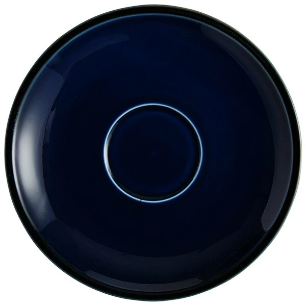 Sample - Acopa Keystone 6 1/2" Azora Blue Stoneware Saucer 2 Sample - Acopa Keystone 6 1/2" Azora Blue Stoneware Saucer - Image 2