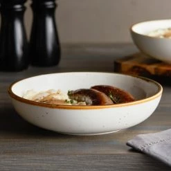 Sample - Acopa Keystone 8" Vanilla Bean Stoneware Coupe Low Bowl -Rak Porcelain shop 2096586