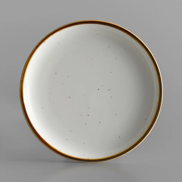 Sample - Acopa Keystone 8 1/2" Vanilla Bean Stoneware Coupe Plate 2 Sample - Acopa Keystone 8 1/2" Vanilla Bean Stoneware Coupe Plate - Image 2