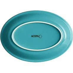 Sample - Acopa Capri 9 3/4" X 7" Caribbean Turquoise Oval Stoneware Coupe Platter -Rak Porcelain shop 2102075