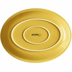 Acopa Capri 13 3/4" X 10 1/2" Citrus Yellow Oval Stoneware Coupe Platter - 12/Case -Rak Porcelain shop 2102710