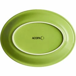 Acopa Capri 11 1/2" X 8 3/4" Bamboo Green Oval Stoneware Coupe Platter - 12/Case -Rak Porcelain shop 2103304